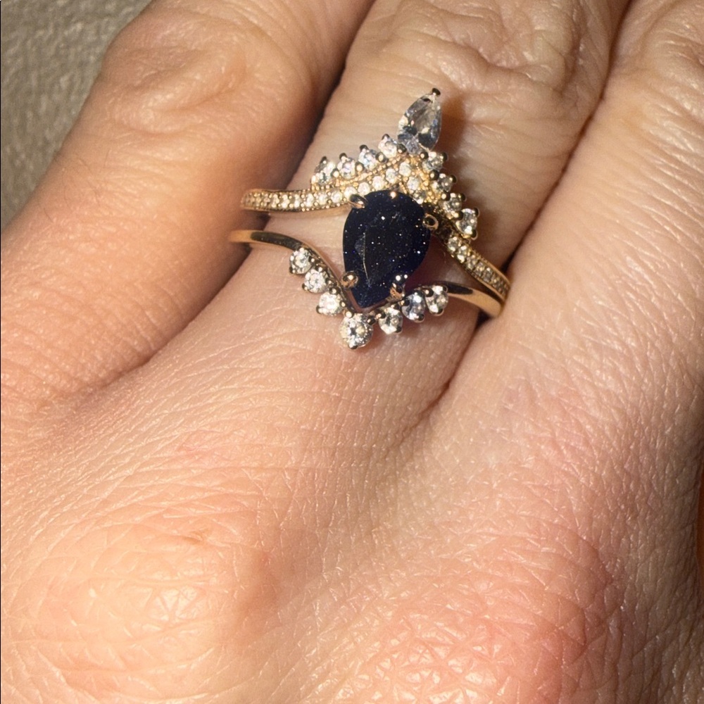 14 karat blue sandstone engagement ring Women's Ring (video included) - Picture 8 of 17